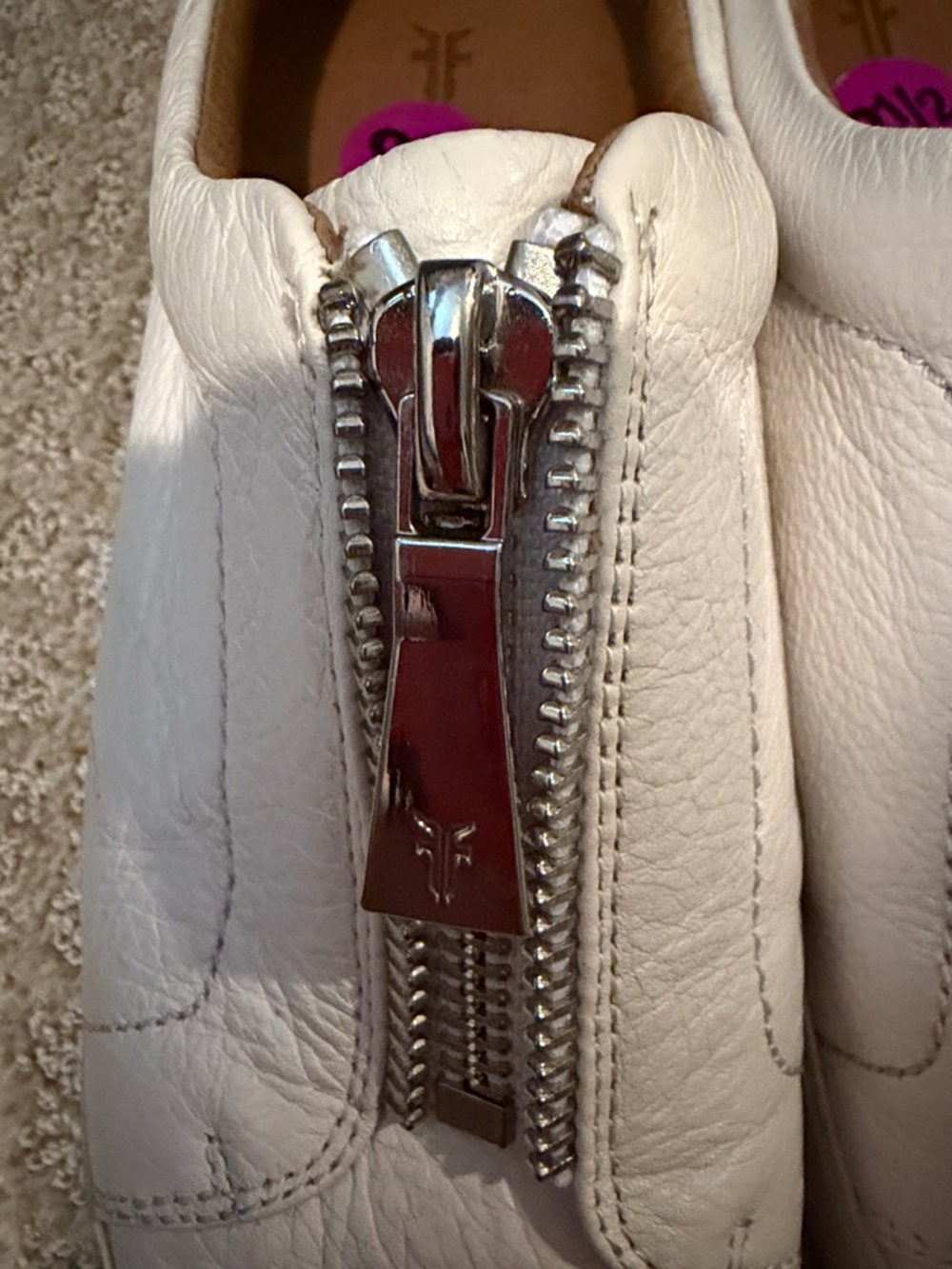 Frye White Leather Lena Zip Platform Sneaker - Picture 8 of 9